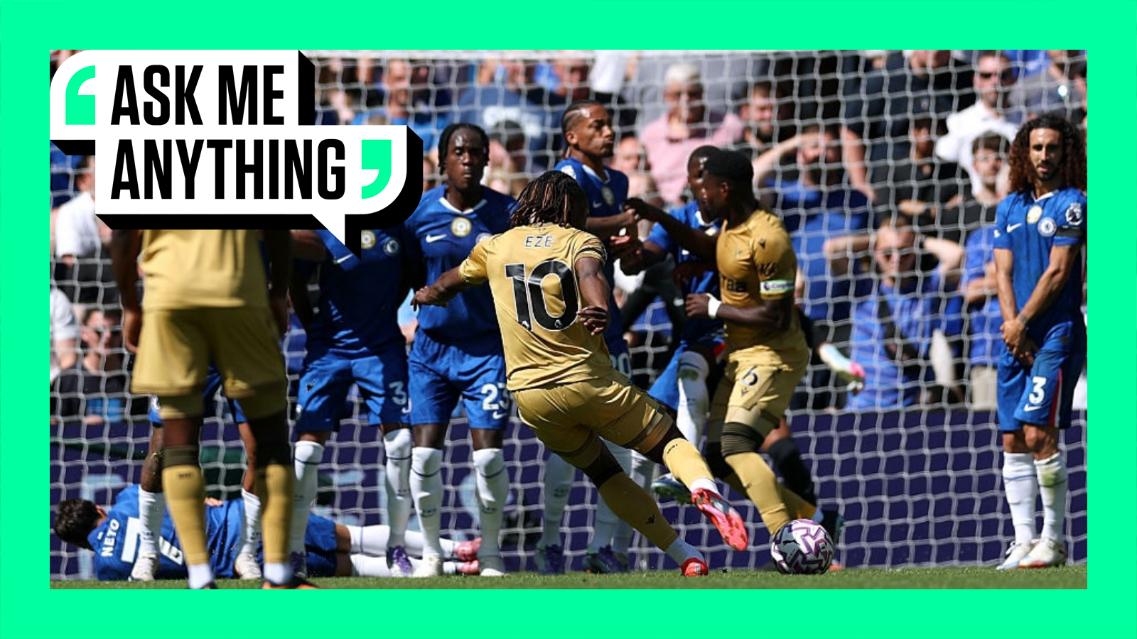 Falta de um metro na barreira leva VAR a anular gol de Eze contra o Chelsea - Imagem do artigo