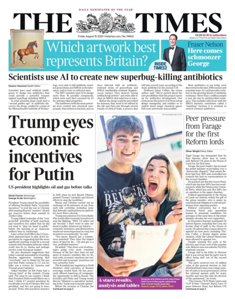 Jornais britânicos destacam cúpula Trump-Putin, 80 anos do VJ Day e aumento no custo de remédio contra obesidade - Imagem do artigo original